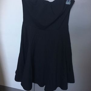 Black strapless mini dress